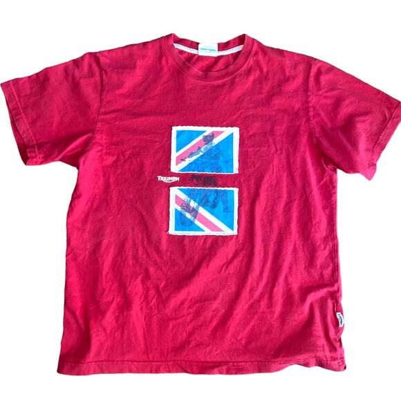 Triumph Motorcycles Biker y2k Short Sleeve graphic T-shirt size XL Red - Picture 3 of 9